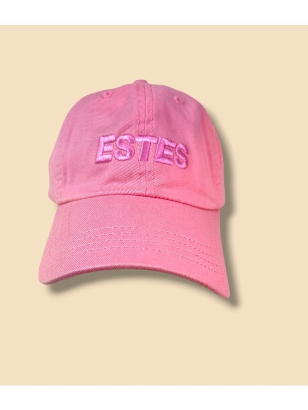 Pink Adjustable "Estes" Embroidered Cotton Baseball Hat